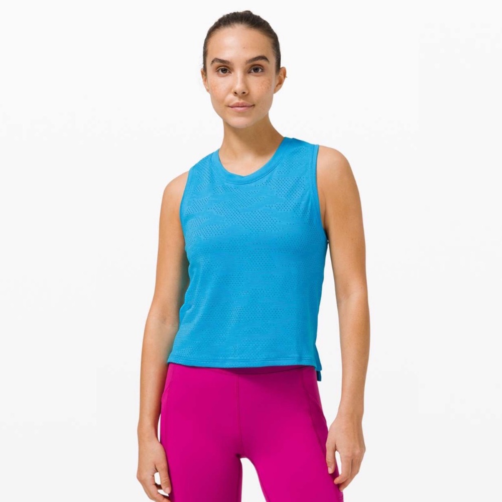 Lululemon Train to Be Tank *Camo in Turquoise Tide